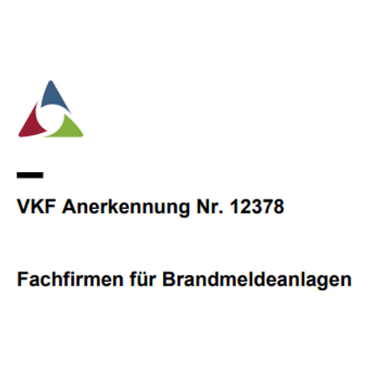 VKF Annerkennungs Zertifikat