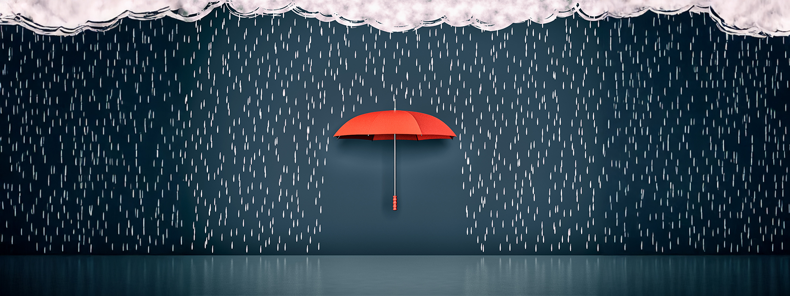 Opferhilfe Stock Image, Regenschirm und gezeichnete Wolken + Regen