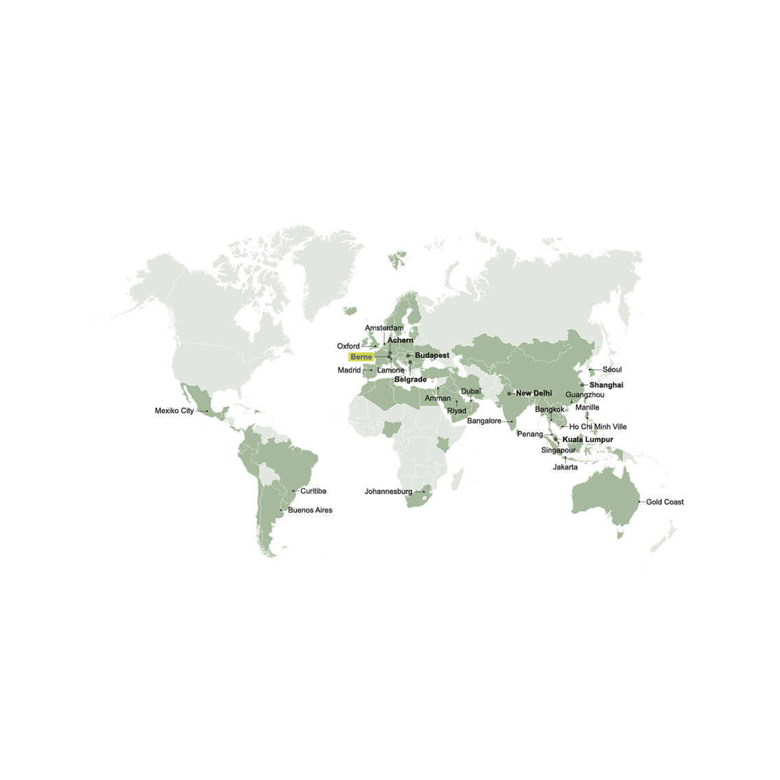 world map with all countrys we operate in